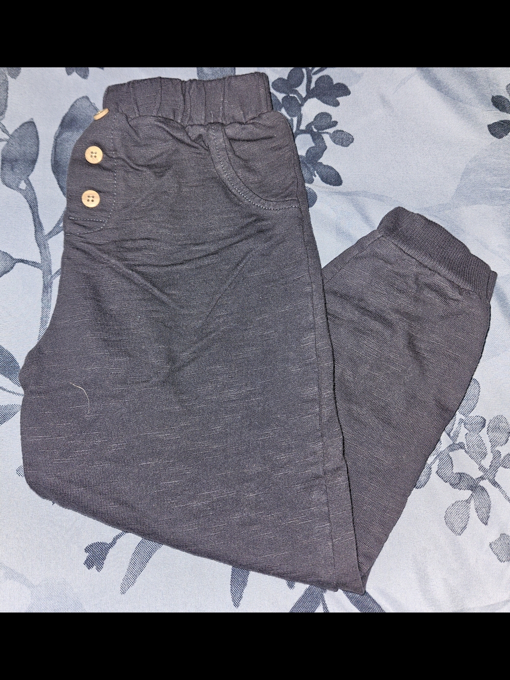 Gerber Blue Gray Jogger Pants with Wooden Button Accents 5T